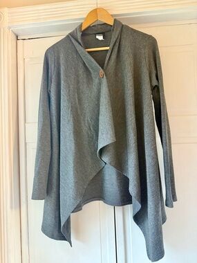 bobeau Gray Draped Open-Front Cardigan